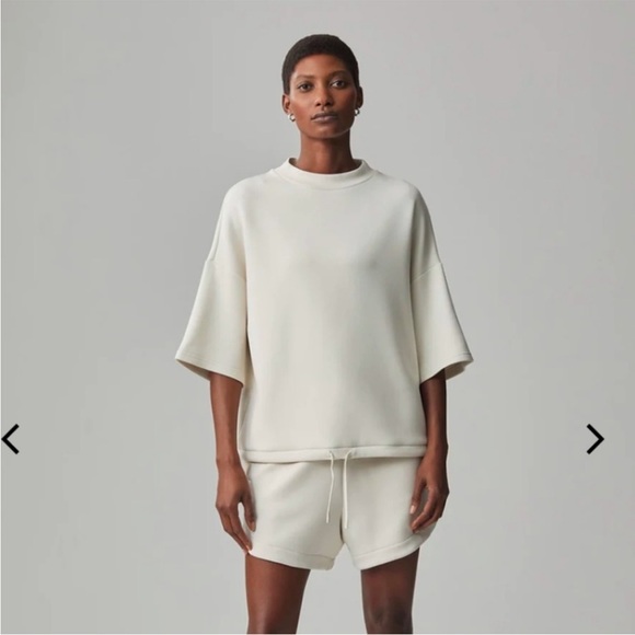 Varley Alden Short Sleeve‎ Sweat Top in Birch - Picture 3 of 10